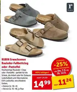 Interspar RUBIN Erwachsenen Rauleder-Fußbettclog oder -Pantoffel Angebot