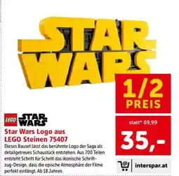 Interspar Star Wars Logo aus LEGO Steinen 75407 Angebot