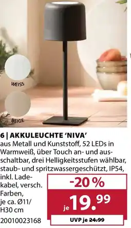 Dehner 6 akkuleuchte 'niva' Angebot