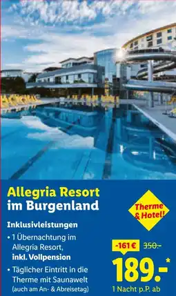 Lidl Reisen Allegria Resort im Burgenland Angebot