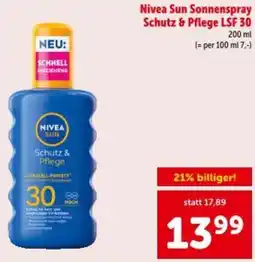 Interspar Nivea Sun Sonnenspray Schutz & Pflege LSF 30 Angebot