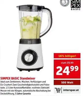 Interspar Simpex basic standmixer Angebot