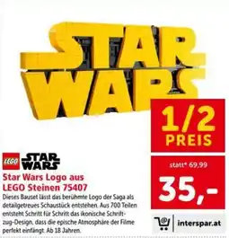 Interspar Star Wars Logo aus LEGO Steinen 75407 Angebot
