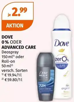Müller Dove oder advanced care deospray oder roll-on Angebot