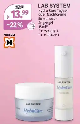 Müller Lab system hydro care tages- oder nachtcreme oder augengel Angebot