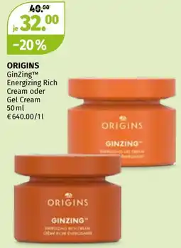 Müller Origins ginzing energizing rich cream oder gel cream Angebot