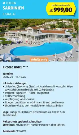 Hofer Reisen Piccolo hotel Angebot