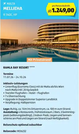 Hofer Reisen Ramla bay resort Angebot
