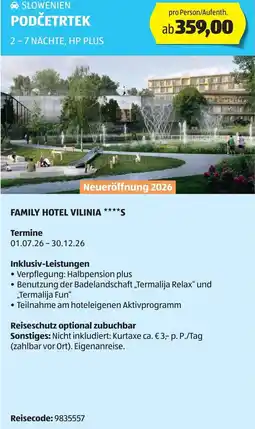 Hofer Reisen Family hotel vilinia s Angebot