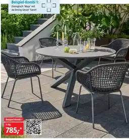 Bauhaus Beispiel-Kombi 1: Diningtisch 'Maja' mit 4x Dining-Sessel 'Sarah' Angebot