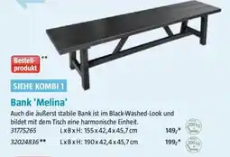 Bauhaus Bank 'Melina' Auch die äußerst stabile Bank ist im Black-Washed-Look Angebot
