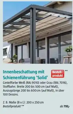 Bauhaus Innenbeschattung mit Schienenführung 'Solid' Angebot