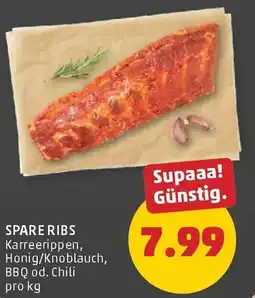 PENNY Spare ribs karreerippen, Honig/Knoblauch, BBQ od. Chili Angebot