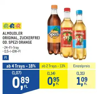 Metro Almdudler original, zuckerfrei od. spezi orange Angebot