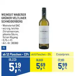 Metro Weingut waberer grüner veltliner schneiderberg Angebot
