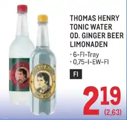 Metro Thomas henry tonic water od. ginger beer limonaden Angebot