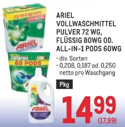 Metro Ariel vollwaschmittel pulver, flüssig od. all-in-1 pods Angebot