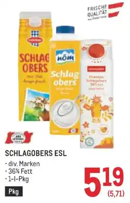 Metro Schlagobers esl Angebot