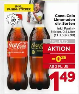 Billa Coca-Cola Limonaden div. Sorten Angebot