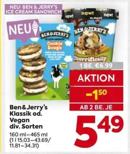 Billa Ben & Jerry's Klassik od. vegan div. Sorten Angebot