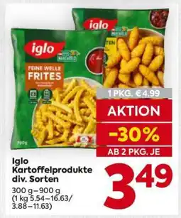 Billa Iglo Kartoffelprodukte div. Sorten Angebot