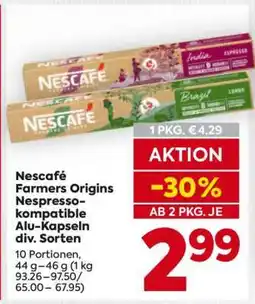 Billa Nescafé Farmers Origins Nespresso-kompatible Alu-Kapseln div. Sorten Angebot