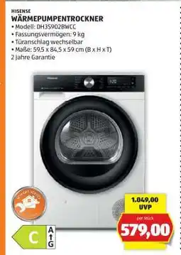Hofer HISENSE WÄRMEPUMPENTROCKNER Angebot