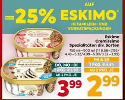 Billa Eskimo Cremissimo Spezialitäten div. Sorten Angebot