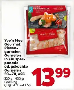 Billa Yuu’n Mee Gourmet Riesengarnelen, Garnelen in Knusperpanade od. gekochte Garnelen 50–70, ASC Angebot