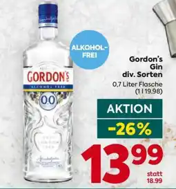 Billa Gordon’s Gin div. Sorten Angebot
