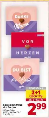 Billa Sag es mit Milka div. Sorten Angebot