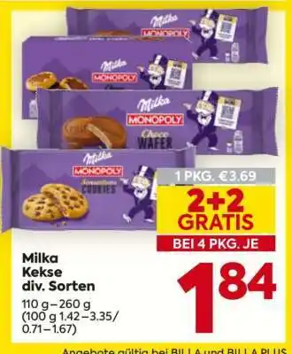 Billa Milka Kekse div. Sorten Angebot