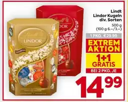 Billa Lindt Lindor Kugeln div. Sorten Angebot