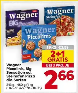 Billa Wagner Piccolinis, Big Sensation od. Steinofen Pizza div. Sorten Angebot