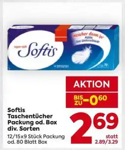 Billa Softis Taschentücher Packung od. Box div. Sorten Angebot