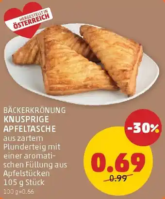 PENNY Bäckerkrönung knusprige apfeltasche Angebot