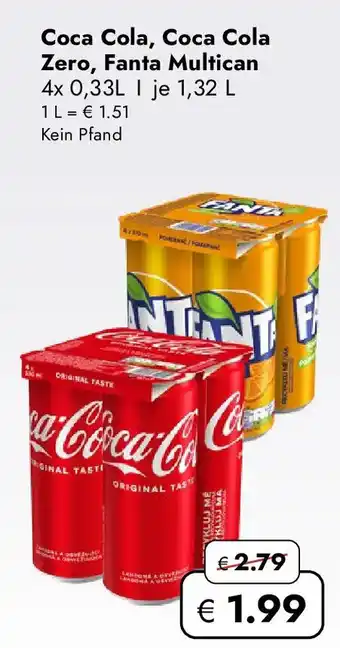 Travel FREE Coca Cola, Coca Cola Zero, Fanta Multican Angebot