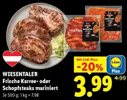 Lidl Wiesentaler frische karree- oder schopfsteaks mariniert Angebot