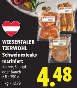 Lidl Wiesentaler Tierwohl Schweinesteaks mariniert Angebot
