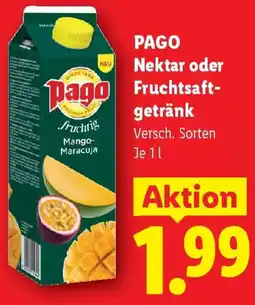 Lidl Pago Nektar oder Fruchtsaft- getränk Angebot