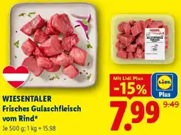 Lidl Wiesentaler Frisches Gulaschfleisch vom Rind Angebot