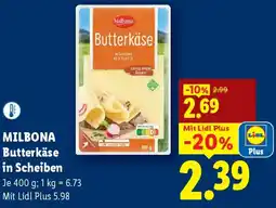 Lidl Milbona Butterkäse in Scheiben Angebot