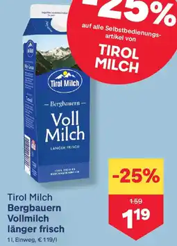 MPreis Tirol Milch Bergbauern Vollmilch länger frisch Angebot