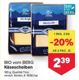 MPreis BIO vom BERG Käsescheiben Angebot