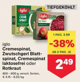 MPreis Iglo Cremespinat, Zwutschgerl Blatt- spinat, Cremespinat laktosefrei oder Rotkraut Angebot