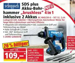 Norma scheppach SDS plus Akku-Bohrhammer „brushless“ 4 in 1 Angebot