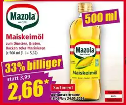 Norma MAZOLA MAISKEIMÖL Angebot