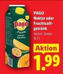 Lidl PAGO Nektar oder Fruchtsaftgetränk Angebot