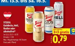 Lidl Stiegl Goldbräu, Hell, Radler oder Alkoholfrei Angebot