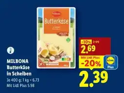 Lidl Milbona Butterkäse in Scheiben Angebot